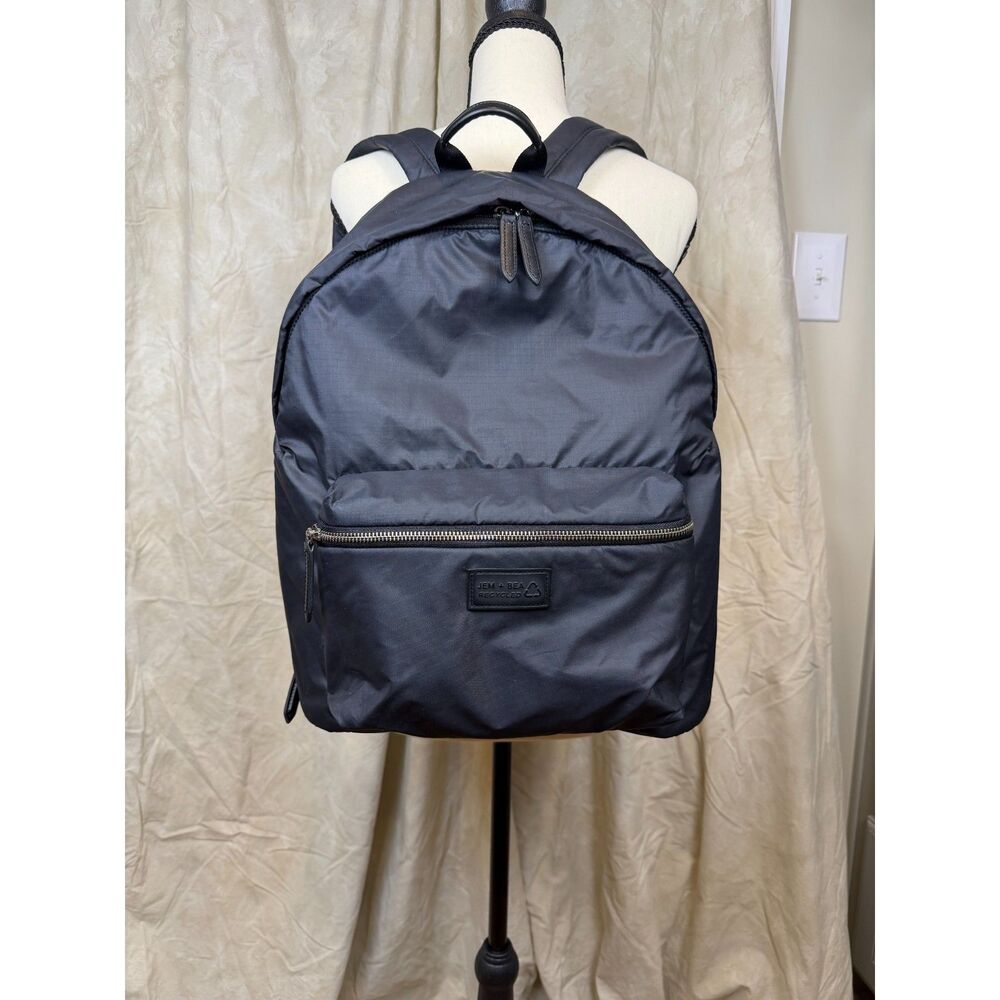 Jem + Bea Jamie Minimalist Eco Backpack Diaper Bag Nylon Black Changing Pad